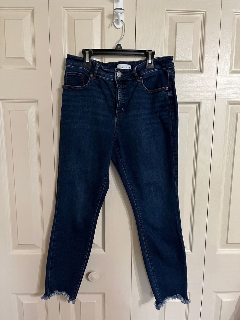 Loft Dark Blue Frayed-Hem Jeans